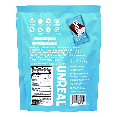 UNREAL Dark Chocolate Coconut Minis and PB Cups Variety, 11.1 oz Bag (Dk Chocolate Coconut), 10.05 oz Bag (Dk Chocolate PB), 2/CT (GRR60003006)