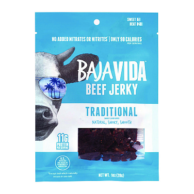 Baja Jerky Beef Jerky Traditional Snack Pack, Original, 1 oz Packet, 12/Carton (22002304)