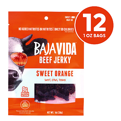 Baja Jerky Beef Jerky Sweet Orange Snack Pack, Sweet Orange, 1 oz Packet, 12/Carton (GRR22002306)