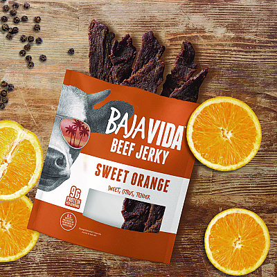 Baja Jerky Beef Jerky Sweet Orange Snack Pack, Sweet Orange, 1 oz Packet, 12/Carton (GRR22002306)