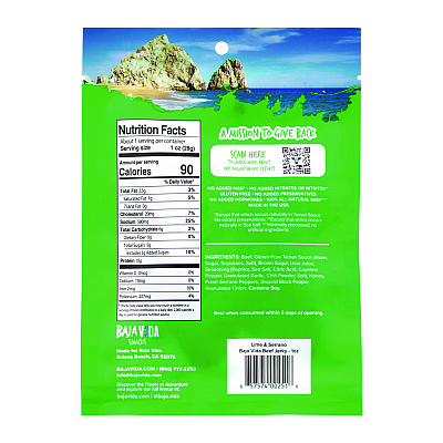 Baja Jerky Beef Jerky Lime and Serrano Pepper Snack Pack, Lime and Serrano Pepper, 1 oz Packet, 12/Carton (GRR22002307)
