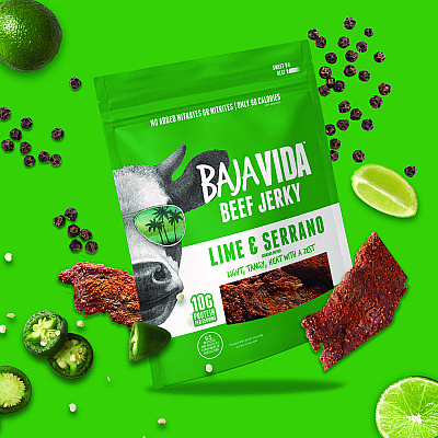 Baja Jerky Beef Jerky Lime and Serrano Pepper Snack Pack, Lime and Serrano Pepper, 1 oz Packet, 12/Carton (GRR22002307)