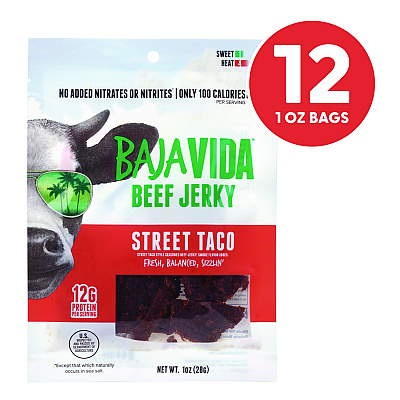 Baja Jerky Beef Jerky Street Taco Snack Pack, Street Taco, 1 oz Packet, 12/Carton (GRR22002308)
