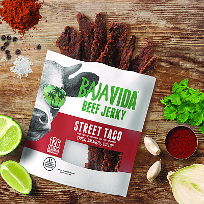 Baja Jerky Beef Jerky Street Taco Snack Pack, Street Taco, 1 oz Packet, 12/Carton (GRR22002308)