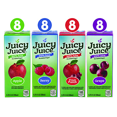 Juicy Juice Juice Box Variety Pack, Assorted Flavors, 6.75 oz Box, 32/Carton (22002370)