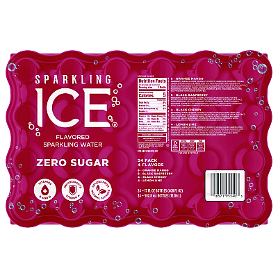 Sparkling ICE Fruit Frenzy Variety Pack, Assorted Flavors, 17 oz Bottle 24/Carton (GRR22002383)