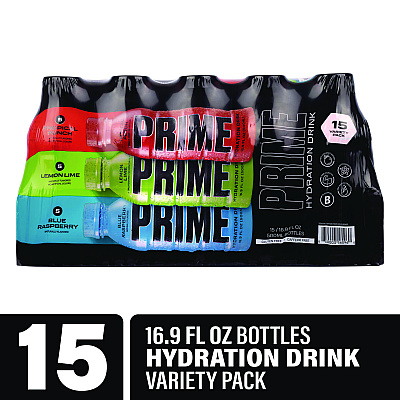Prime Hydration Drink Variety Pack, Assorted Flavors, 6.9 oz Bottle, 15/Carton (GRR22002384)