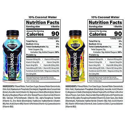 BodyArmor BASE Sports Drink Variety Pack, Assorted Flavors, 12 oz Bottle, 24/Carton (GRR22002381)