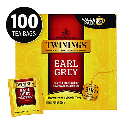 TWININGS Tea Bags, Earl Grey, Individually Wrapped, 100/Carton (GRR22002386)