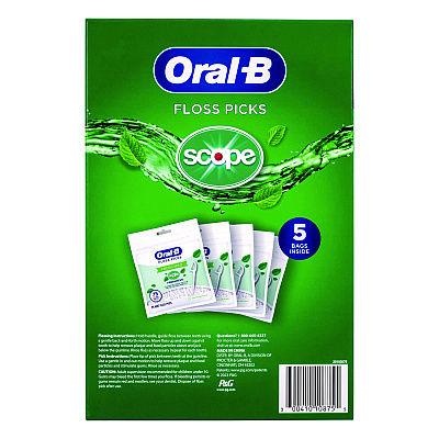 Oral-B Burst of Scope Floss Picks, Fresh Mint, 75 Picks/Bag, 5 Bags/Carton (GRR22002395)