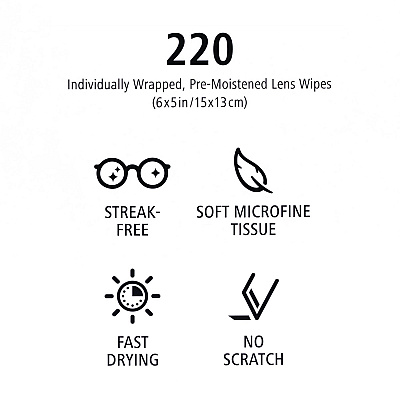 Zeiss Lens Wipes, 6 x 5, 220/Carton (GRR22002393)