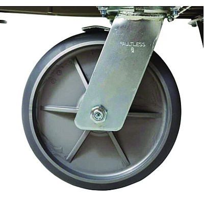 Rubbermaid Commercial 8" Swivel Caster with Brake for Housekeeping Cart, Mount Plate Stem, 8" Wheel, B/Silver, Set (SGSFG6189L50000)