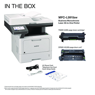 Brother MFC-L5915DW Business Monochrome AIO Laser Printer, Copy/Fax/Print/Scan
