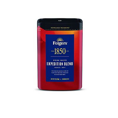 1850 Coffee, Expedition Blend, Ground, 12 oz Canister, 6/Carton (FOL93312)