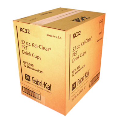 Fabri-Kal Kal-Clear PET Cold Drink Cups, 32 oz., Clear, 25/Sleeve, 12 Sleeves/Carton (FABKC32)