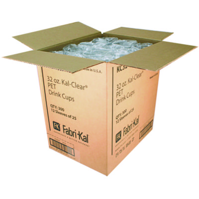 Fabri-Kal Kal-Clear PET Cold Drink Cups, 32 oz., Clear, 25/Sleeve, 12 Sleeves/Carton (FABKC32)
