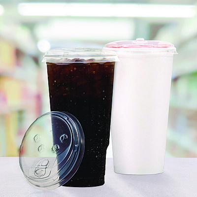 Dart Prima Strawless Plastic Lids, Fits 30 oz to 32 oz Cold Cups, Clear, 100 Lids/Sleeve, 12 Sleeves/Carton (DCCP3032RSL)
