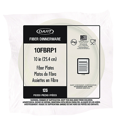 Dart Compostable Fiber Dinnerware, ProPlanet Seal, Plate, 10.2" dia, Natural, 500/Carton (DCC10FBRP1)
