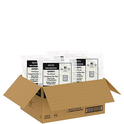 Dart Compostable Fiber Dinnerware, ProPlanet Seal, 3-Compartment Plate, 10.2" dia, Natural, 500/Carton (DCC10FBRP3)
