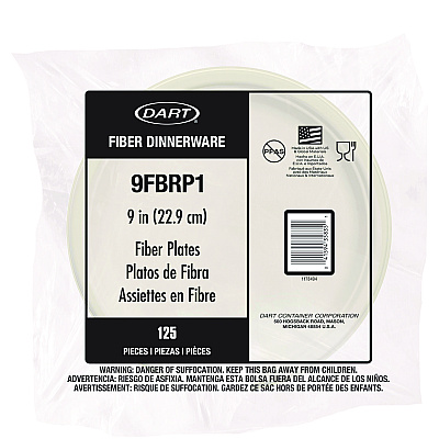 Dart Compostable Fiber Dinnerware, ProPlanet Seal, Plate, 9" dia, Natural, 500/Carton (DCC9FBRP1)