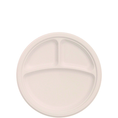 Dart Compostable Fiber Dinnerware, ProPlanet Seal, Plate, 3-Compartment Plate, 9" dia, Natural, 500/Carton (DCC9FBRP3)