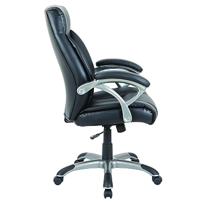 Alera Fulford Bonded Leather High-Back Manager's Chair, Supports Up to 275 lb, 18.62 to 22.56 Seat Height, Black Seat/Back/Base (ALEFD41B19)