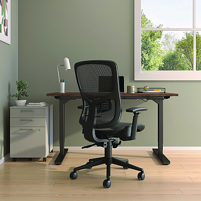 Alera Hollins Ergonomic Mesh Swivel Task Chair, Supports Up to 275 lb, 18.57 to 22.54 Seat Height, Black Seat/Back, Black Base (ALEHL42BME18)