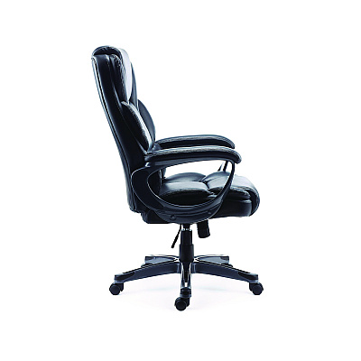 Alera Kirkdale Bonded Leather Manager Chair, Supports Up to 275 lb, 16.18 to 22.76 Seat Height, Black Seat/Back, Black Base (ALEKD4519)