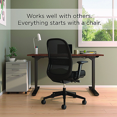 Alera Kempton Ergonomic Fabric Mesh Swivel Task Chair, Supports Up to 275 lb, 18.31 to 22.17 Seat Height, Black Seat/Back/Base (ALEKP42BME17)