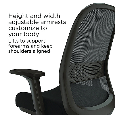 Alera Kempton Fabric Mesh Task Stool, Supports Up to 275 lb, 26.57 to 33.62 Seat Height, Black Seat, Black Back, Black Base (ALEKP46BME17)