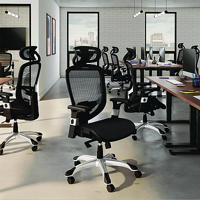 Alera Minerva Ergonomic Mesh Swivel Task Chair, Supports Up to 275 lb, 17.24 to 20.98 Seat Height, Black Seat/Back, Black Base (ALEMV41BME18)