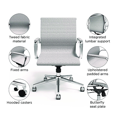 Alera Siskin Fabric Managers Chair, Supports Up to 275 lb, 16.93 to 20.67 Seat Height, Gray Seat, Gray Back, Chrome Base (ALESK4244)