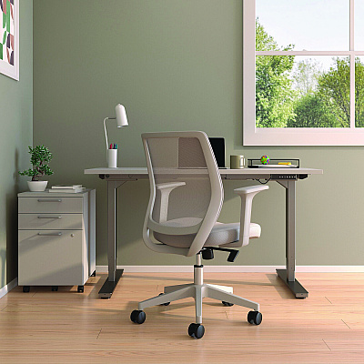 Alera Wessex Ergonomic Fabric Mesh Swivel Task Chair, Supports Up to 275 lb, 17.09 to 20.83 Seat Height, Gray Seat/Back, White Base (ALEWX42BME47)