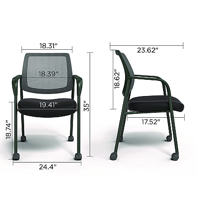 Alera Wessex Mesh Fabric Guest Chair, 24.41 x 23.62 x 35.04, Black Seat, Black Back, Black Base (ALEWX43BME17)