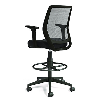 Alera Wessex Drafting Stool, Mesh Back, Supports Up to 275 lb, 27.95 to 33.66 Seat Height, Black Seat, Black Back, Black Base (ALEWX46BME17)