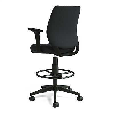 Alera Wessex Drafting Stool, Fabric, Supports Up to 275 lb, 27.95 to 33.66 Seat Height, Black Seat, Black Back, Black Base (ALEWX4614)