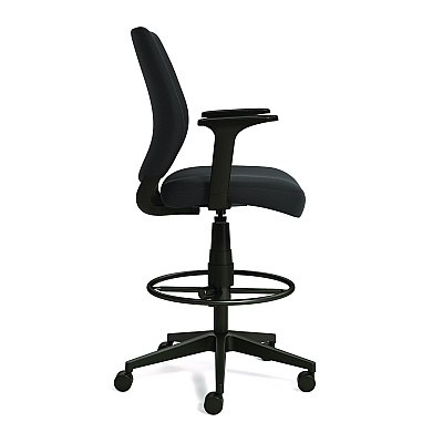 Alera Wessex Drafting Stool, Fabric, Supports Up to 275 lb, 27.95 to 33.66 Seat Height, Black Seat, Black Back, Black Base (ALEWX4614)