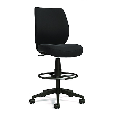 Alera Wessex Drafting Stool, Fabric, Supports Up to 275 lb, 27.95 to 33.66 Seat Height, Black Seat, Black Back, Black Base (ALEWX4614)