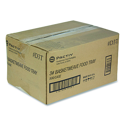 Pactiv Evergreen Paperboard Food Tray, 3 lb, 7.75 x 5.1 x 2.1, Red/White, 500/Carton (PCTD3T)