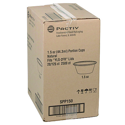 Pactiv Evergreen Plastic Portion Cup, 1.5 oz, Translucent, 125/Sleeve, 20 Sleeves/Carton (PCTSPP150)
