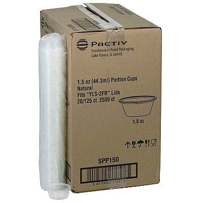 Pactiv Evergreen Plastic Portion Cup, 1.5 oz, Translucent, 125/Sleeve, 20 Sleeves/Carton (PCTSPP150)