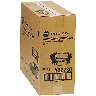 Pactiv Evergreen Aluminum Take-Out Container, 24 oz, 7" Diameter x 1.53"h, Silver, 250/Carton (PCTY52730)