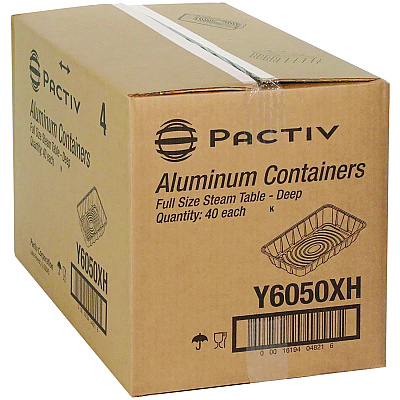 Pactiv Evergreen Aluminum Steam Table Pan, Full-Size Deep, 3.4" Deep, 19.6 x 11.6, 40/Carton (PCTY6050XH)