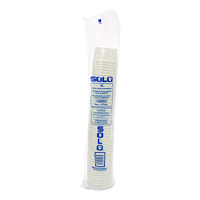 Solo Double Poly Paper Food Container, 6 oz, 3.83" Diameter x 1.99" h, White, 1,000/Carton (SCCVS606X02050)