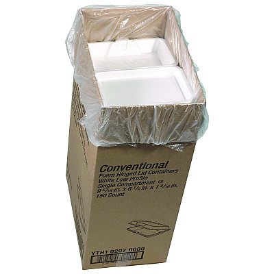Pactiv Evergreen Conventional Foam Hinged Lid Container, Very Shallow, 9 x 6.5 x 1.3, White, 150/Carton (PCTYTH102070000)