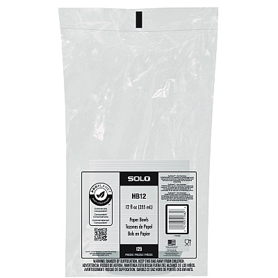 Solo Compostable Paper Dinnerware, ProPlanet Seal, Bowl, 12 oz, White, 1,000/Carton (SCCHB12PLANET)