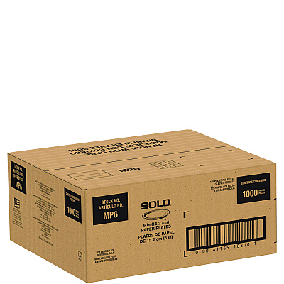 Solo Compostable Paper Dinnerware, ProPlanet Seal, Plate, 6" dia, White, 1,000/Carton (SCCMP6PLANET)