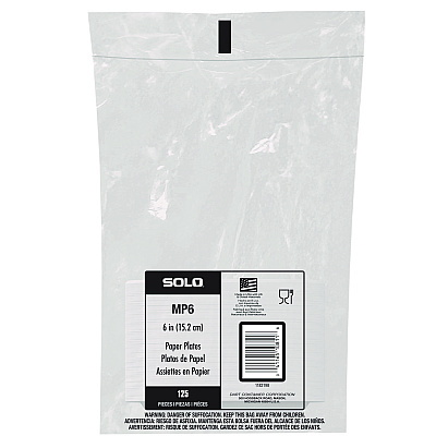 Solo Compostable Paper Dinnerware, ProPlanet Seal, Plate, 6" dia, White, 1,000/Carton (SCCMP6PLANET)