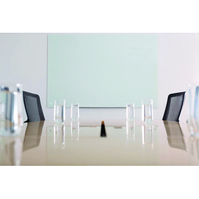 Luxor Magnetic Wall-Mounted Glass Board, 48" x 36", White Surface, Silver Aluminum Frame (LXOWGB4836M)