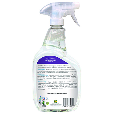 ECOS PRO Glass Cleaner, Vinegar Scent, 32 oz Spray Bottle, 6/Carton (EOPPL93006CT)